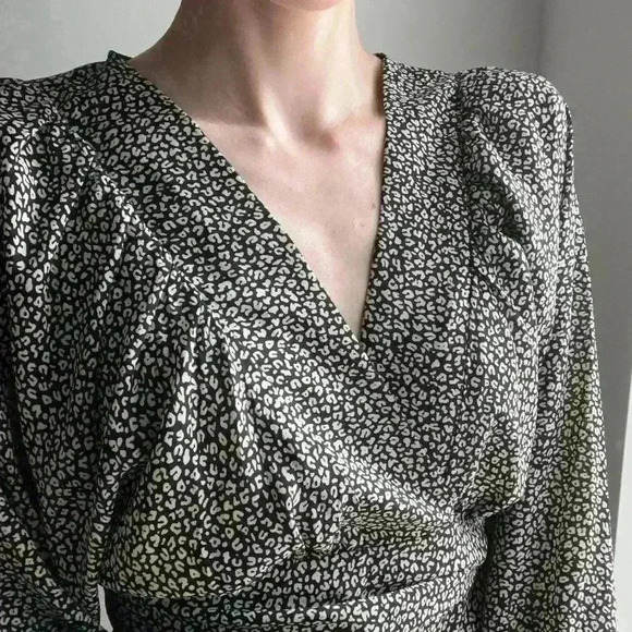 Princess Polly Women’s Mood Wrap Tie Euro Summer Cheetah Animal Print Blouse - Picture 5 of 6